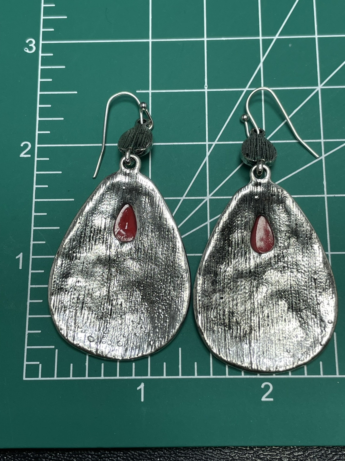 Vintage 2.5” Bohemian Faux Red Turquoise Dangle Earrings