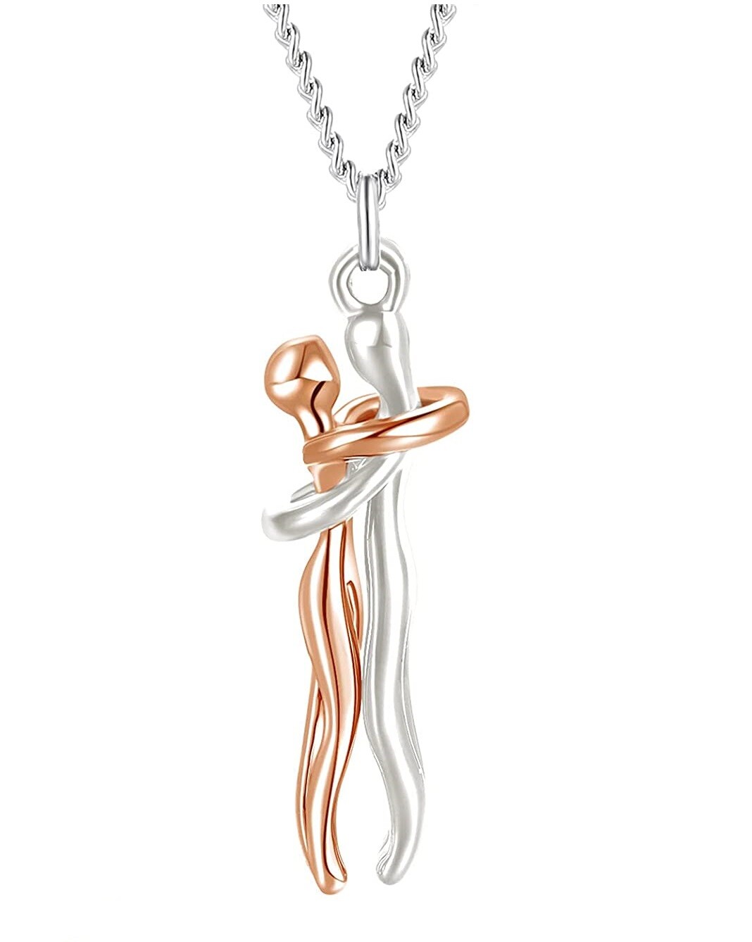 Couple Hugging Pendant Necklace Lovers Together Forever Metal Plating Love Style
