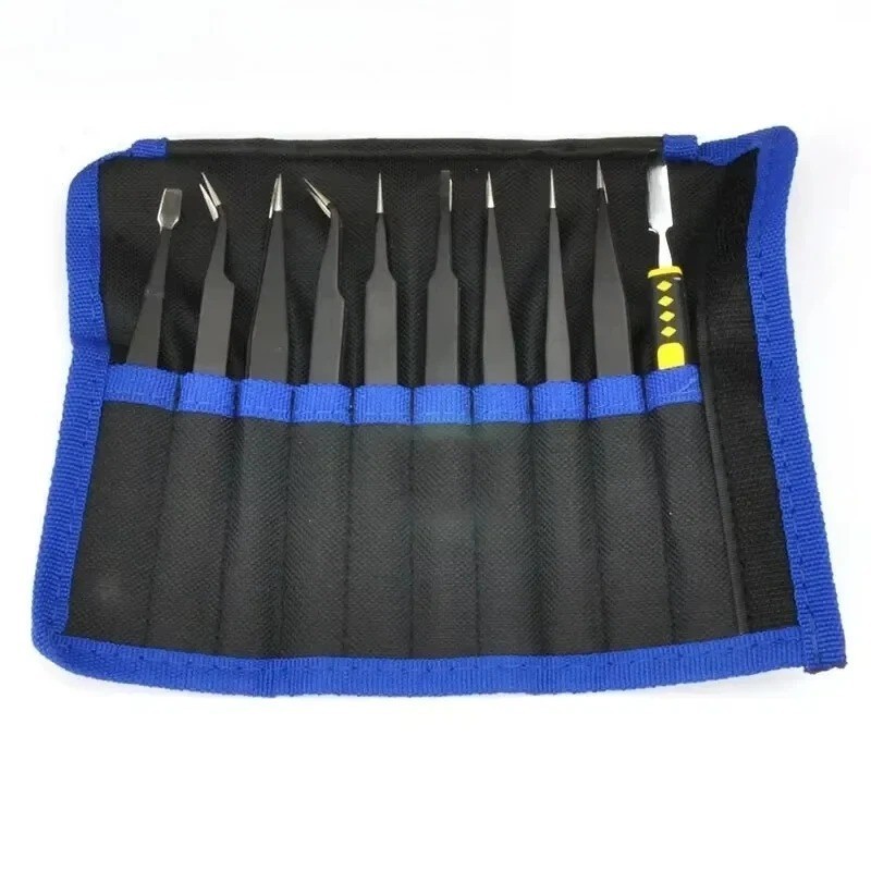 Stainless Steel Precision Tweezers Set Anti Static Electronic Repair Tools