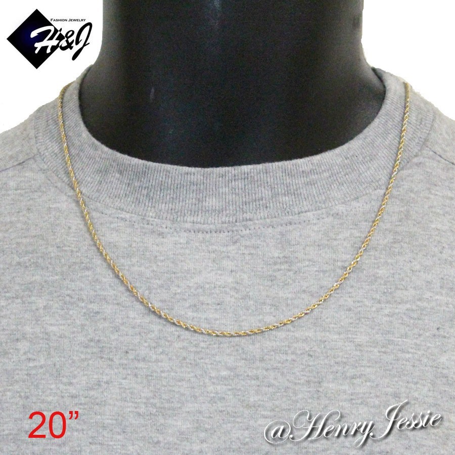 16″18″20″24″MEN Stainless Steel 1.5mm Silver/Gold Plated Rope Chain Necklace