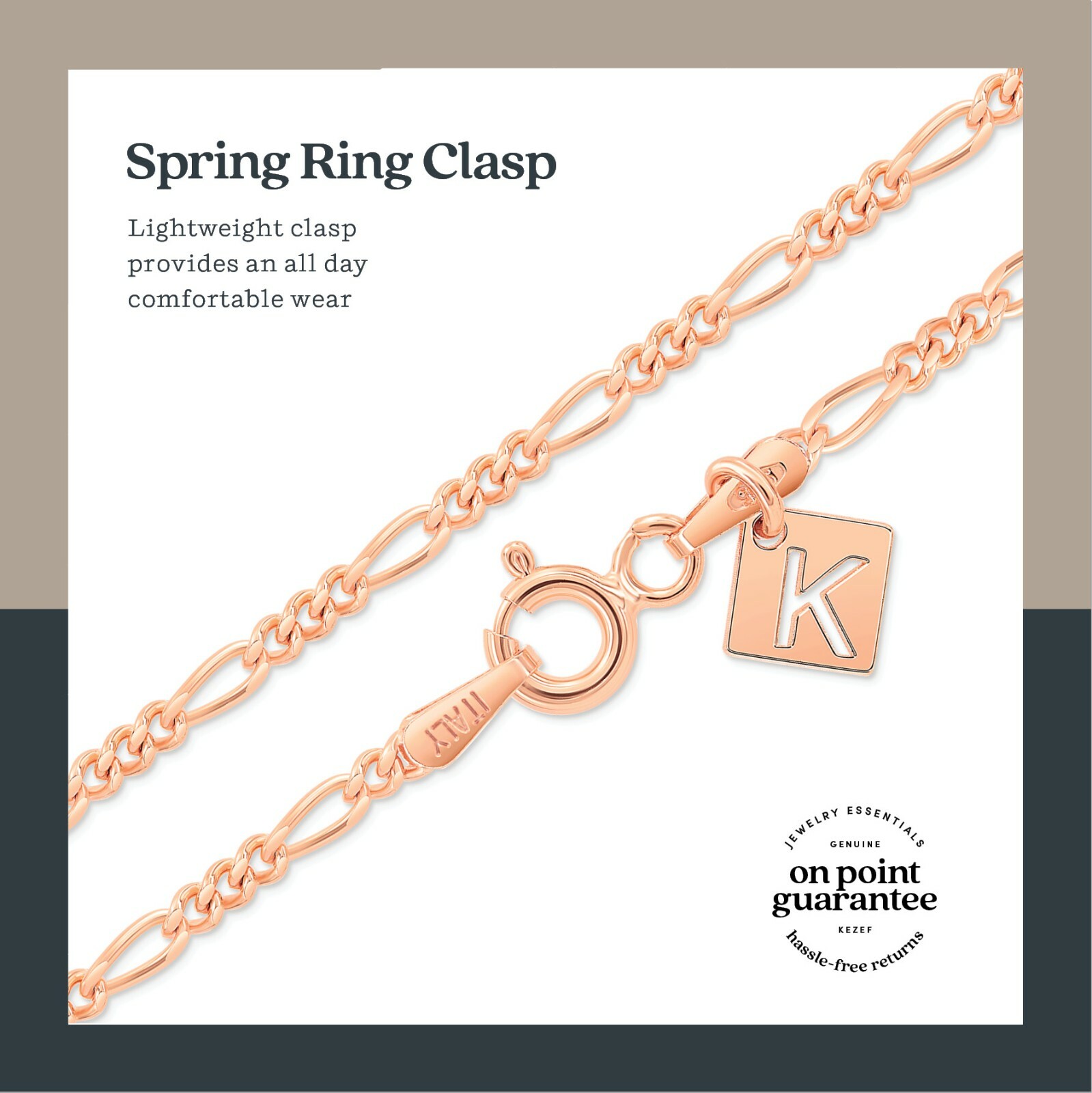 Rose Gold Plated Sterling Silver 2mm Figaro Chain Necklace Bracelet Anklet