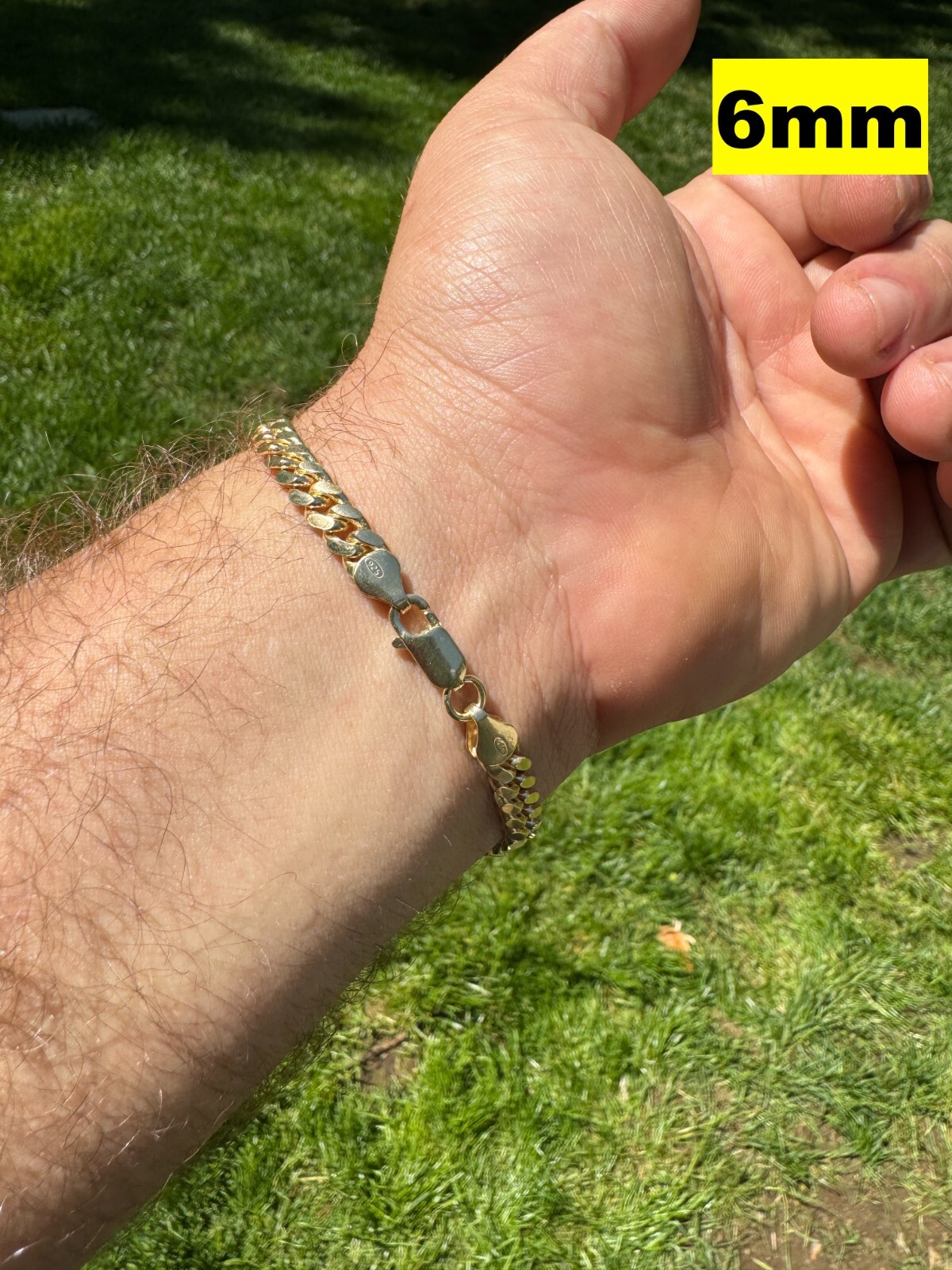 Mens Real Solid 14k Gold Vermeil 925 Silver Miami Cuban Bracelet 4-10mm 6.5-9″