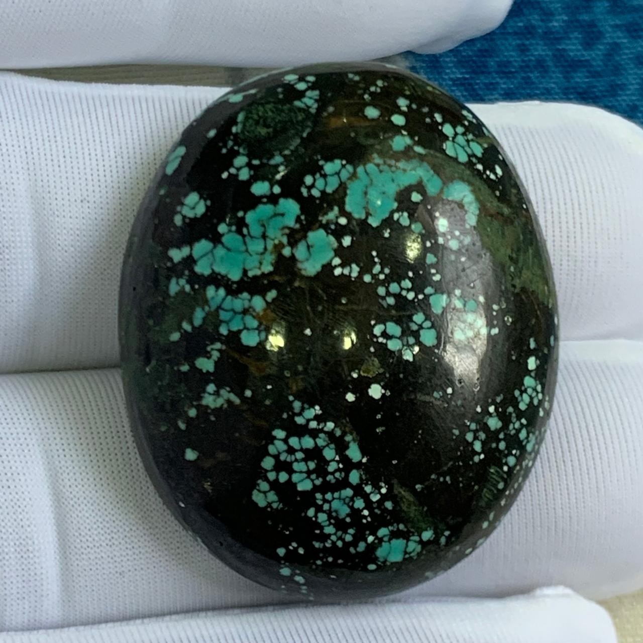 72cts Natural Tibbatan Tourquise Cabochon, Oval shape, 35*29*10mm Size