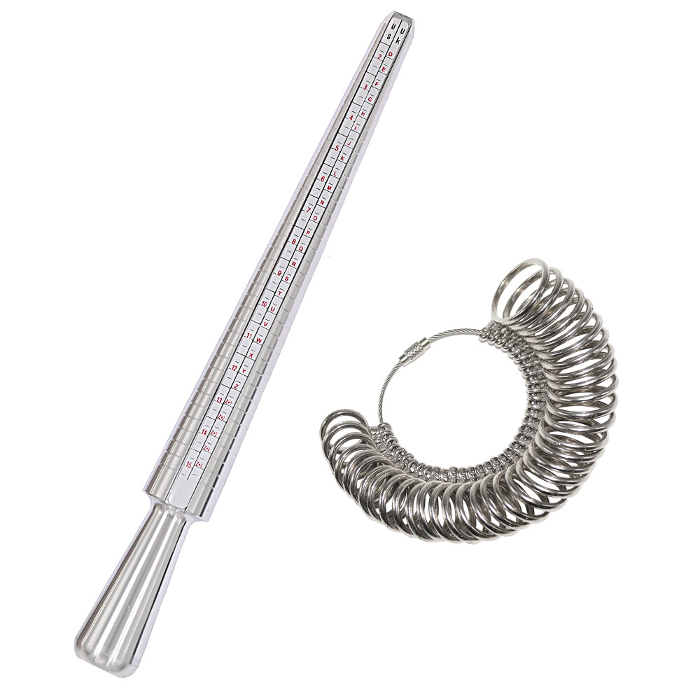 Metal Ring Sizer Gauge Mandrel Finger Sizing Measure Stick Standard Tool Sliver