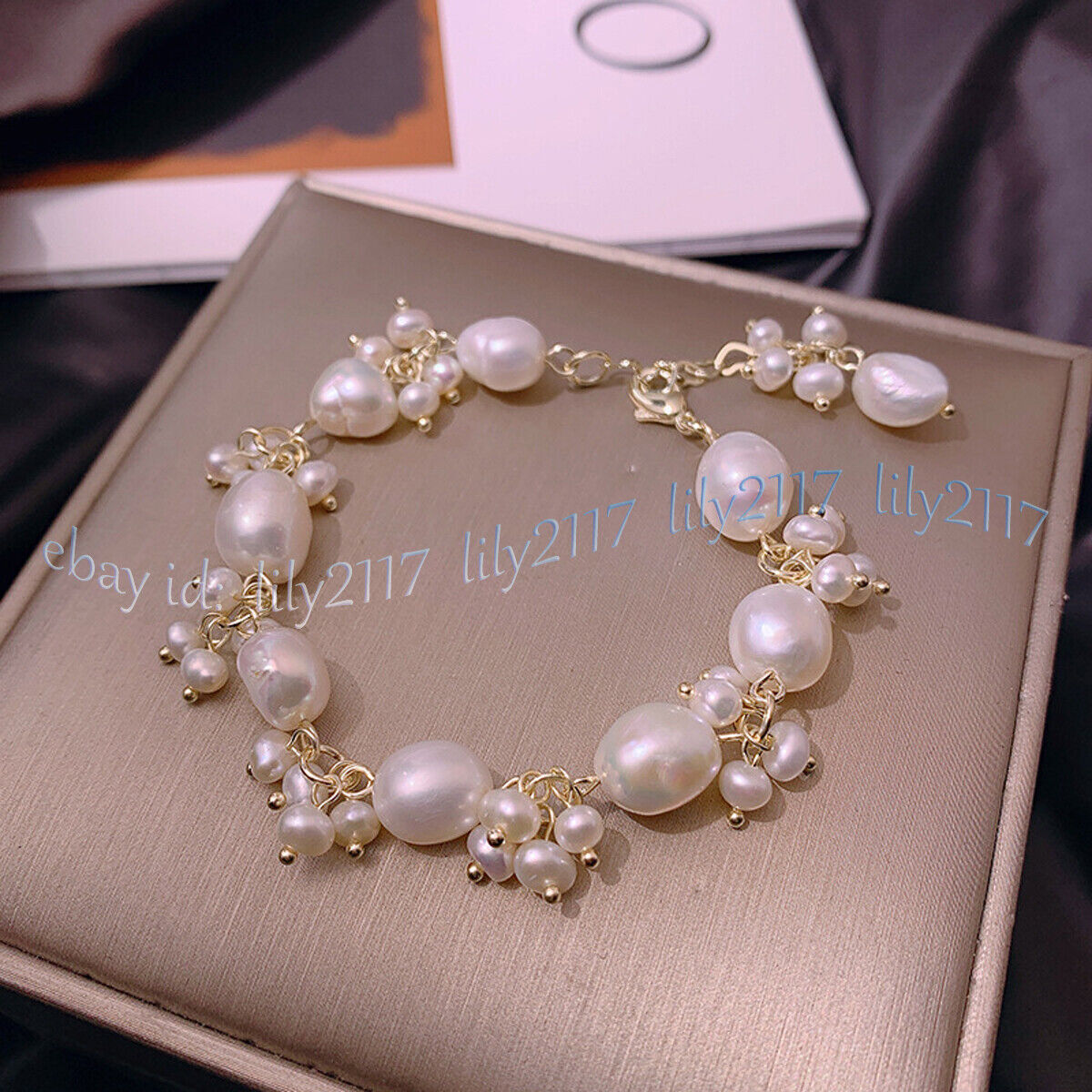 Genuine Natural 11-12mm White Freshwater Baroque Pearl Beads Bracelet 6-9”