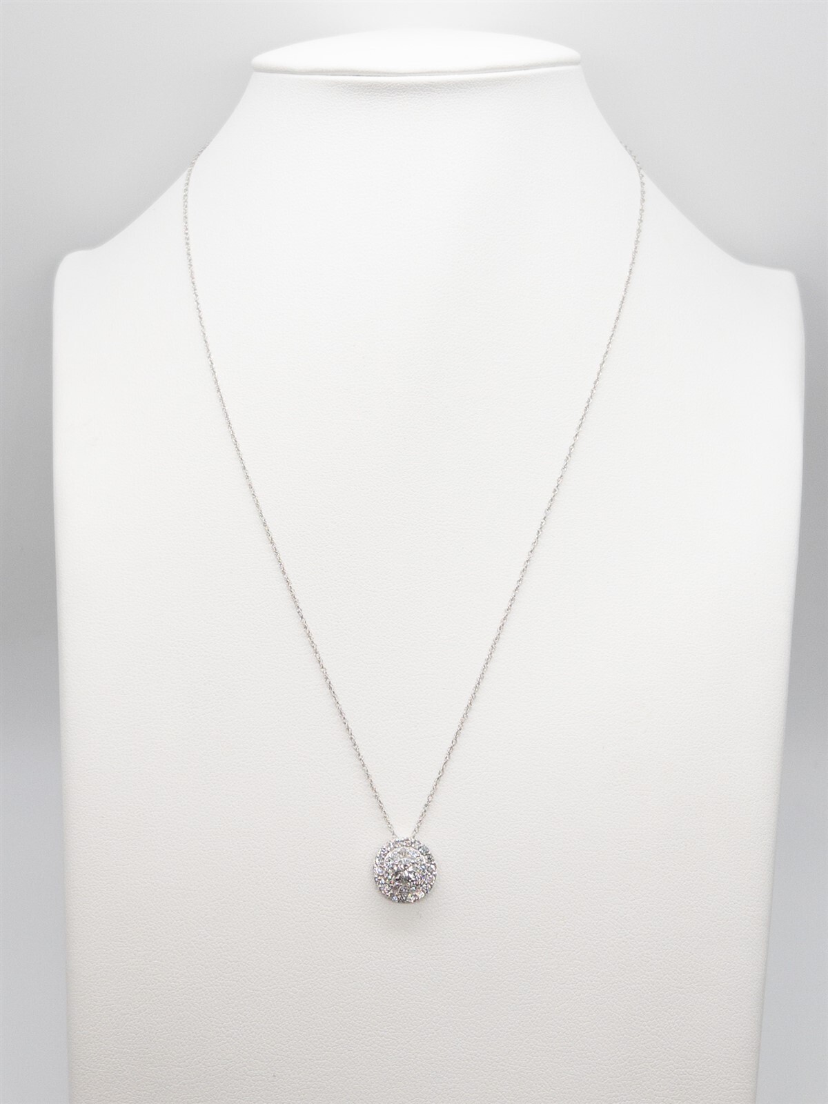 Designer $2400 1ct Si1 H Diamond HALO Cluster 14k White Gold 18″ Necklace