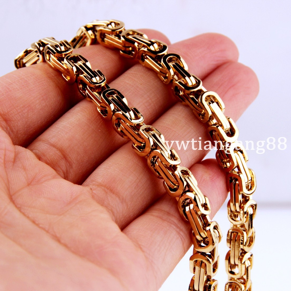 16~40″ 4/5/8mm Charming Stainless Steel Byzantine Box Chain Mens Women Necklace