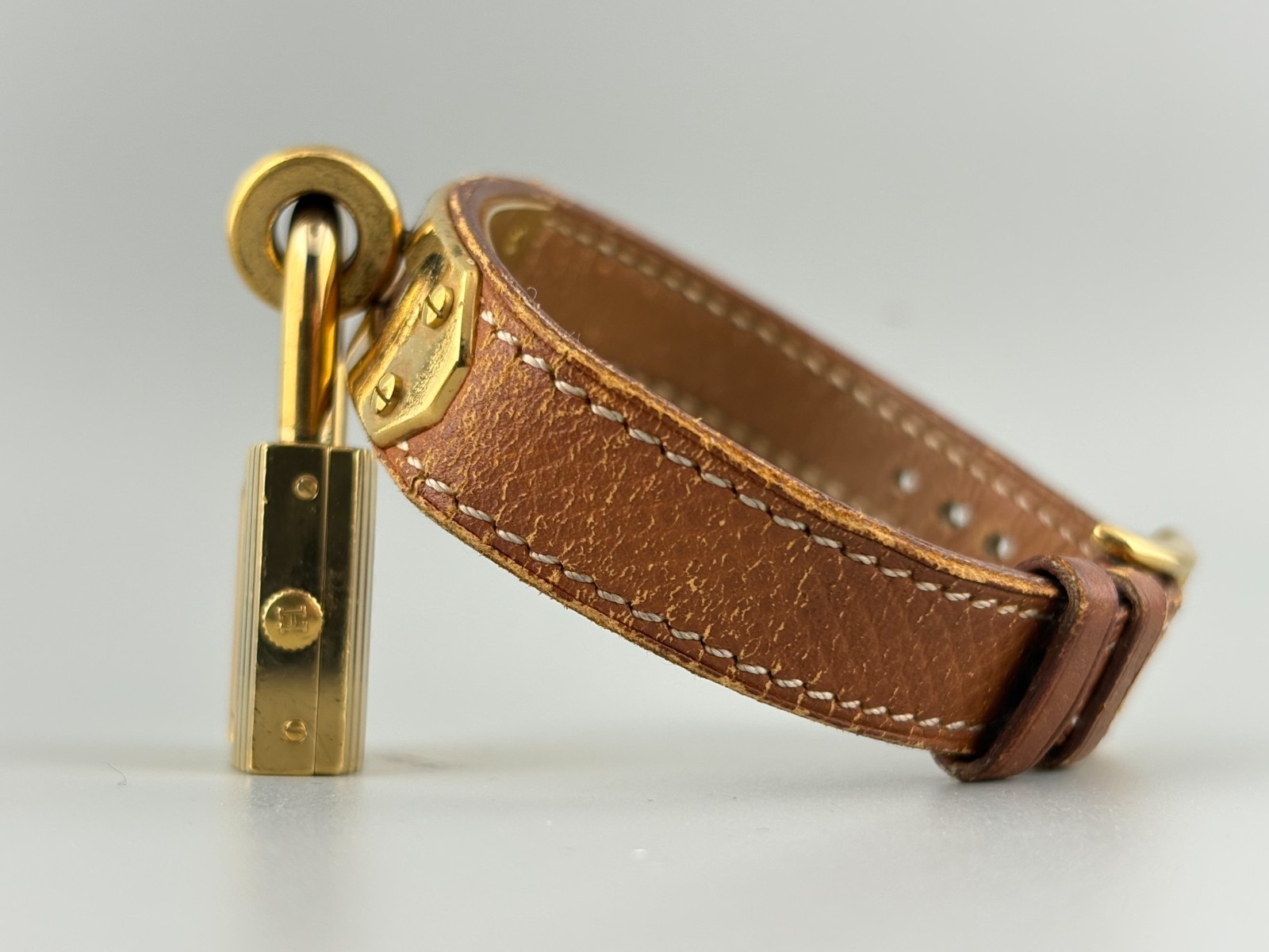 [Very Good] HERMES Kelly Gold Swiss Qz Women’s Padlock Watch Brown Belt