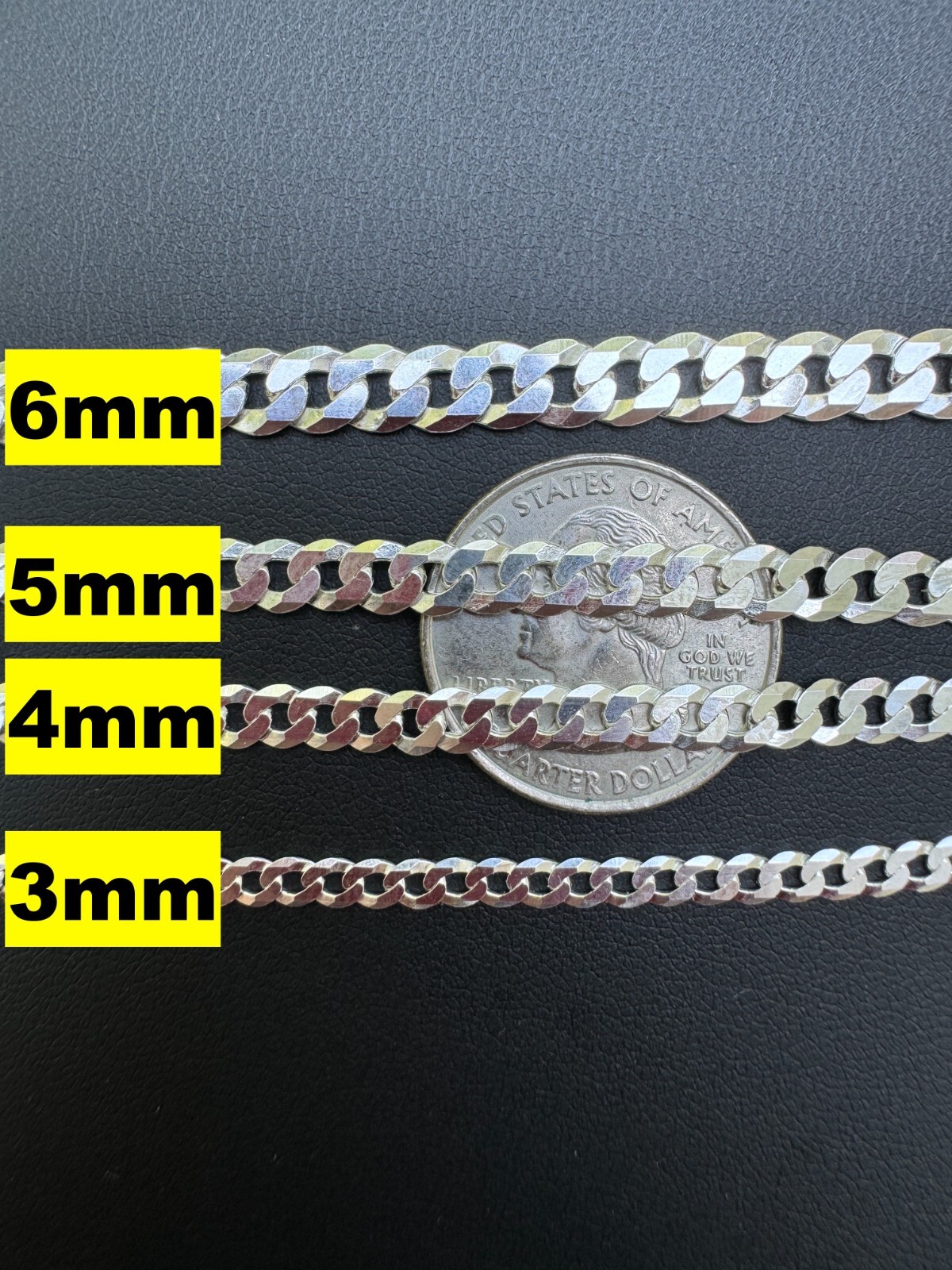 REAL Solid 925 Silver Flat Miami Curb Cuban Link Chain Necklace 3-11mm 16-30″