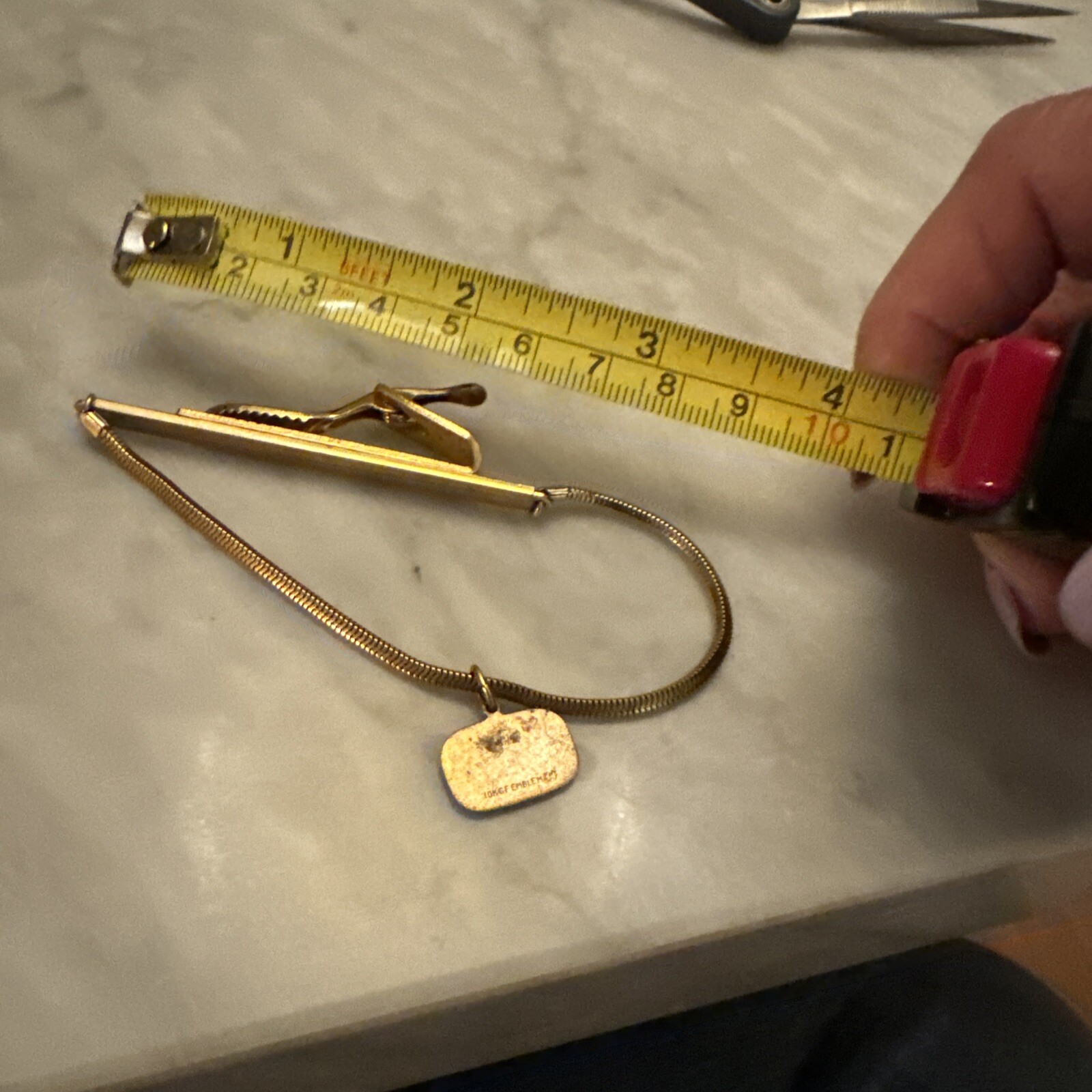 Snake Chain Gold Tone Tie Clip Bar Retro Formal Vintage GTE EMBLEM 10K GF