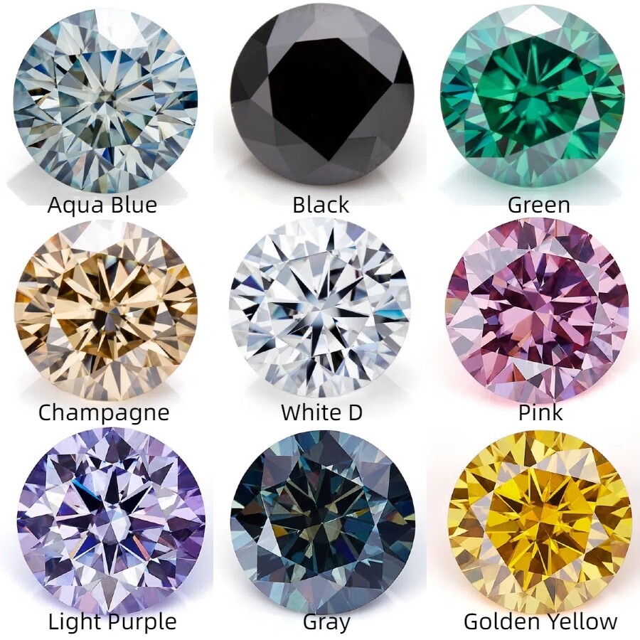 Excellent D Color VVS1 Round Cut Moissanite Loose Gemstones with GRA Certificate