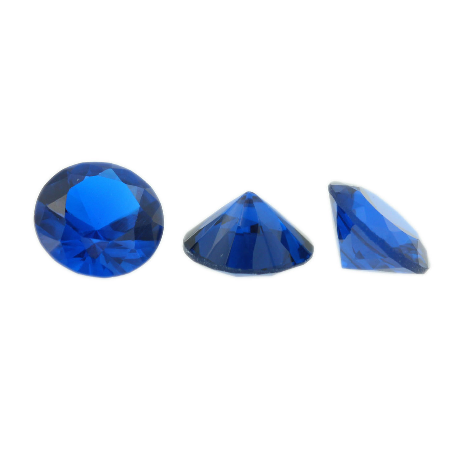 Loose Round Cut Shape Sapphire CZ Stone Single Blue Cubic Zirconia Birthstone