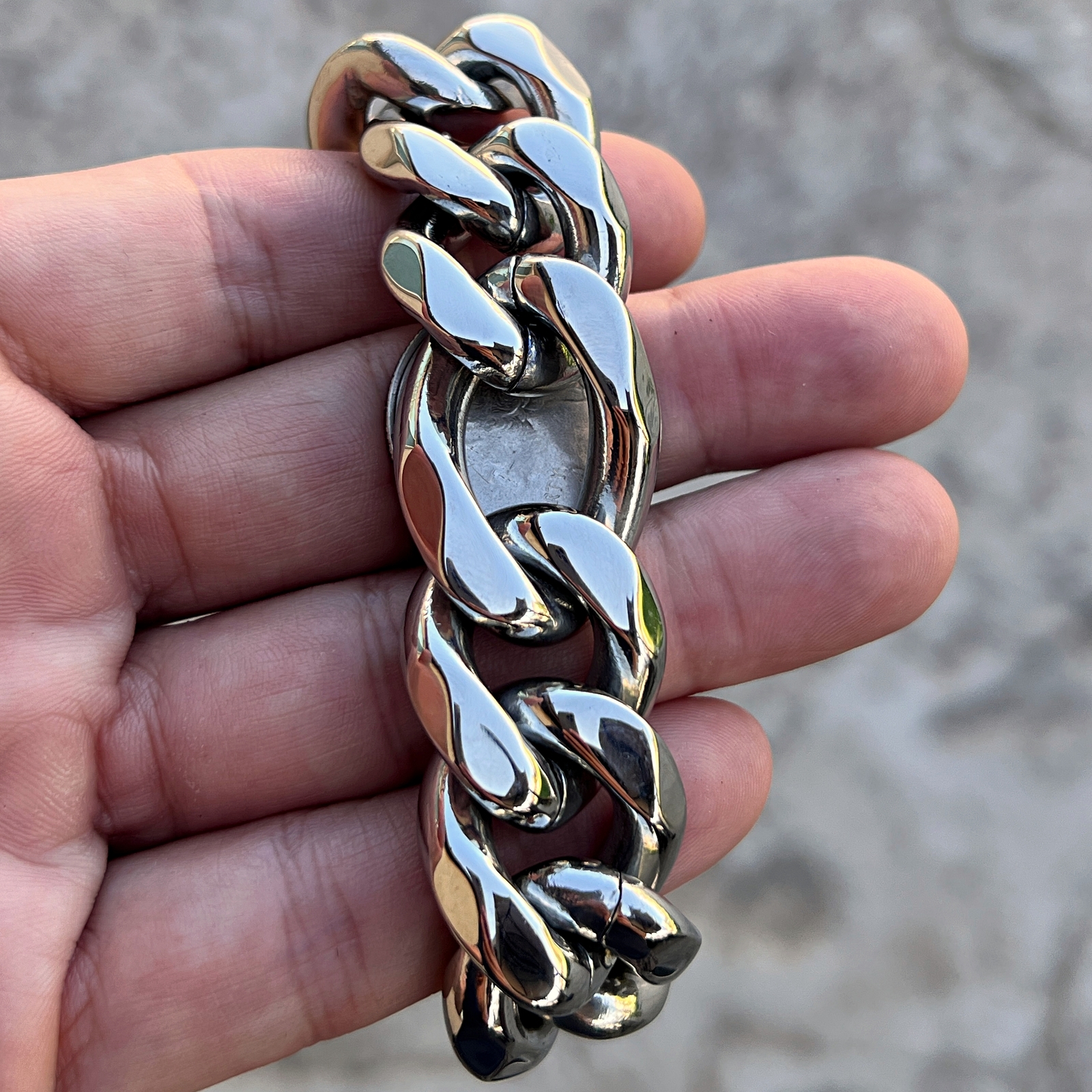 Men’s Figaro Link Bracelet Heavy 316L Stainless Steel 22MM Thick 8″-9.5″ Inch