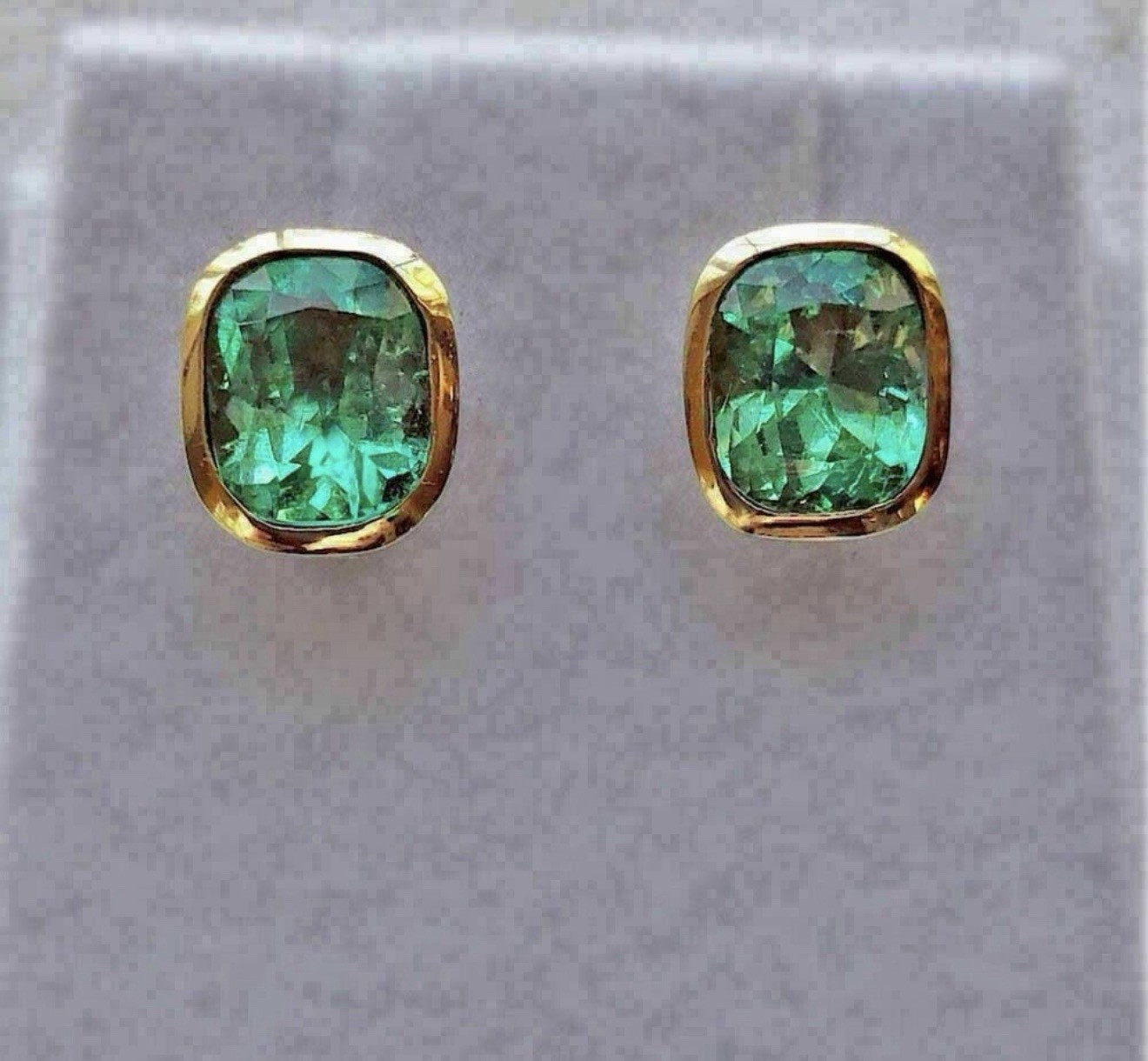Stud Emerald Earrings 14k Solid Yellow Gold Natural Zambian Emerald Stud Earring