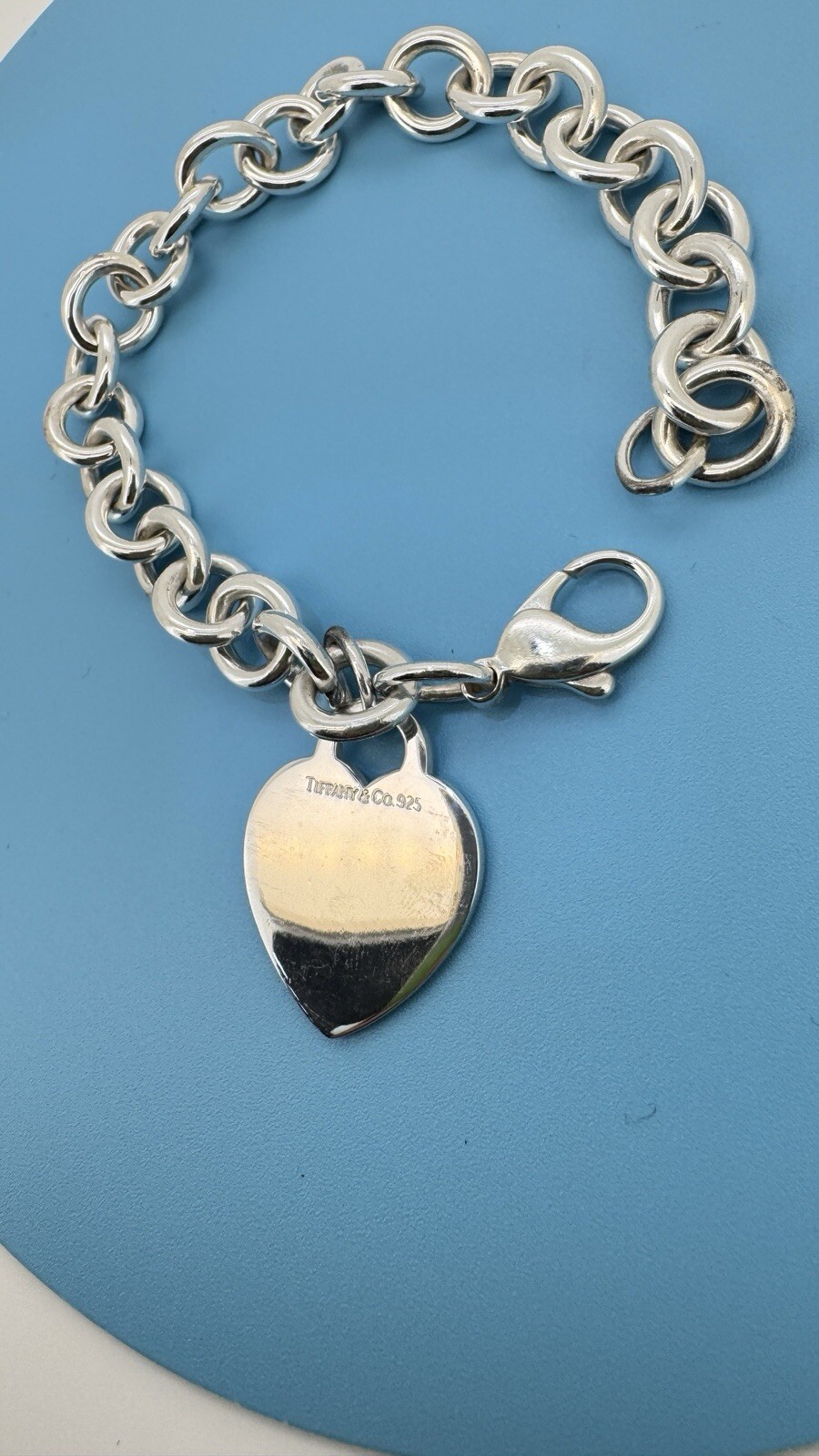 Tiffany & Co Heart Tag Charm Bracelet Engravable in Silver Guaranteed Authentic