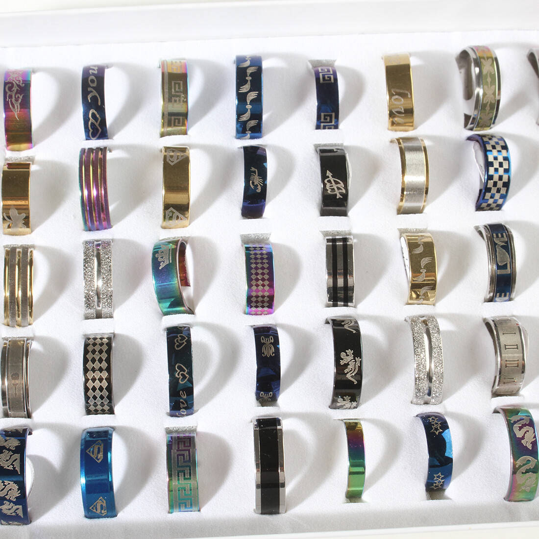 NEW 50pcs Wholesale Bulk Lot Mixed Stainless Steel Rings Men’s Women’s Band Ring
