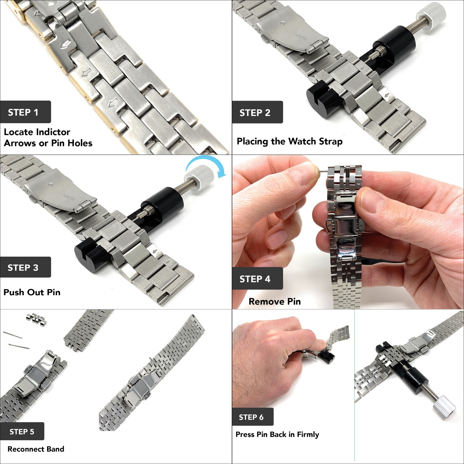 Bandini Curved End Metal Stainless Steel Watch Band Strap Bracelet 18 20 22mm 24