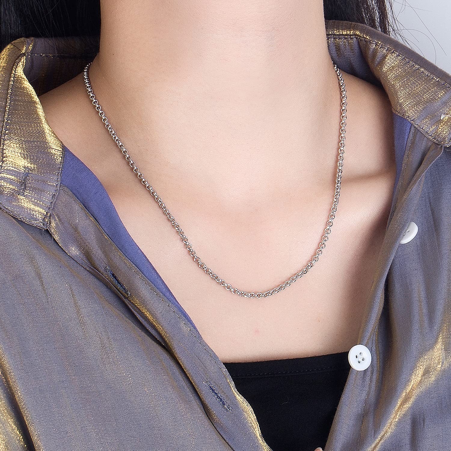 925 Sterling Silver Chain Necklace 3mm Adjustable 18-28 in Dankadi