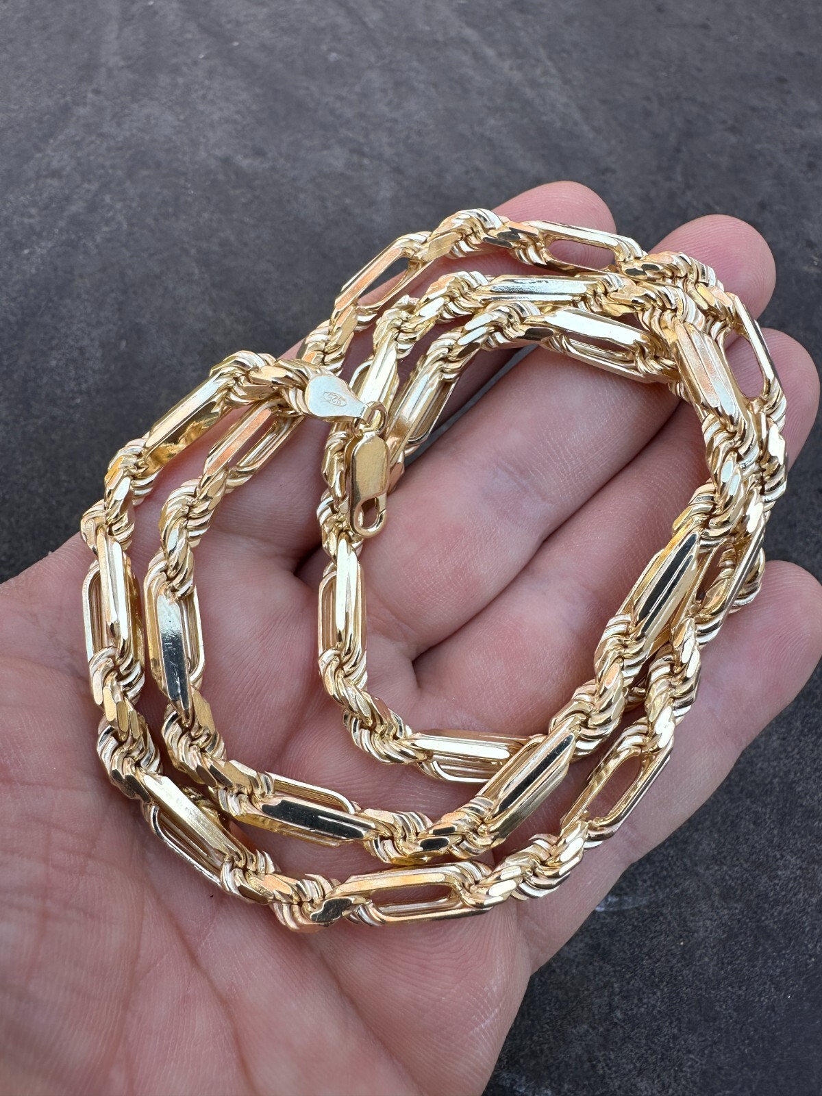 FigaRope Milano Chain Real Solid 14K Gold Plated 925 Silver Necklace Bracelet
