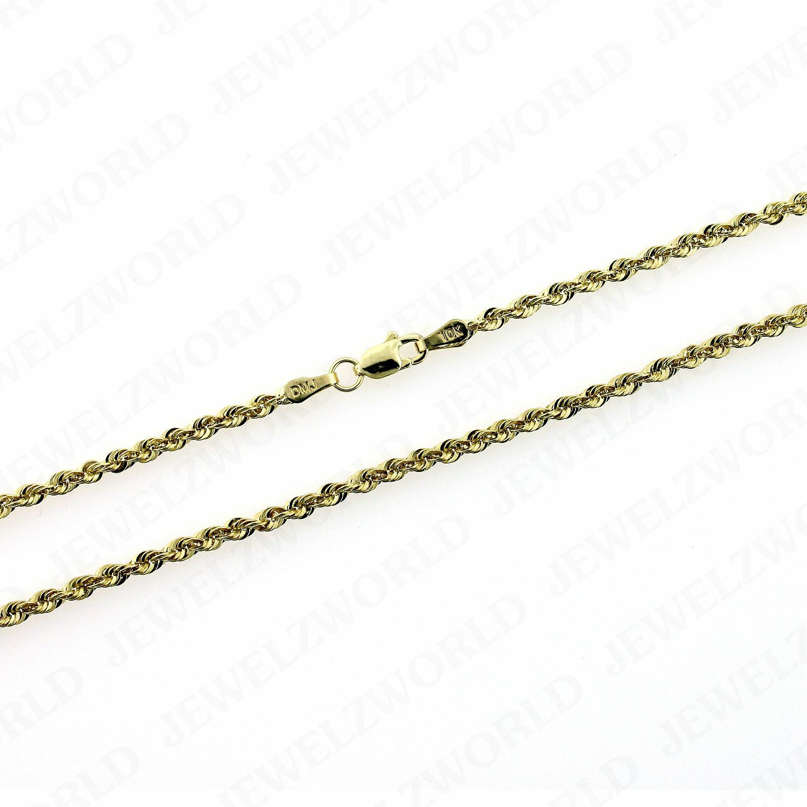 Real 10K Yellow Gold 2.5mm Diamond Cut Rope Chain Pendant Necklace 16″-30″