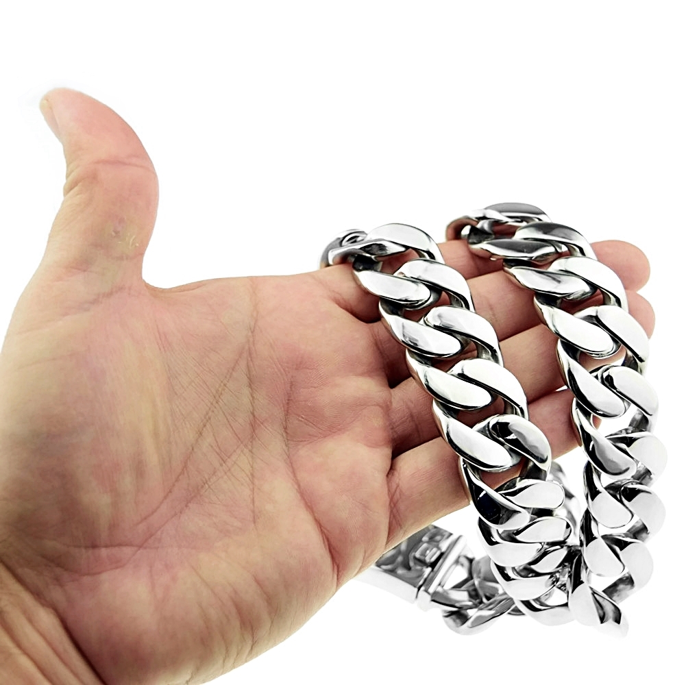 Mens Huge Cuban Link Chain 316L Stainless Steel Silver Necklace 25MM Thick 28″