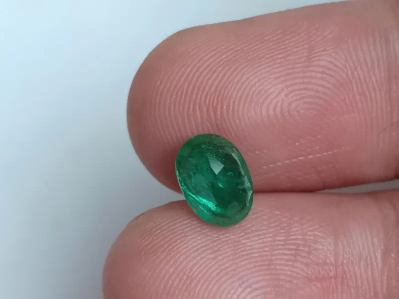 Certified Natural Zambian Green Emerald 1.13 Ct Oval Cut Loose Gemstone