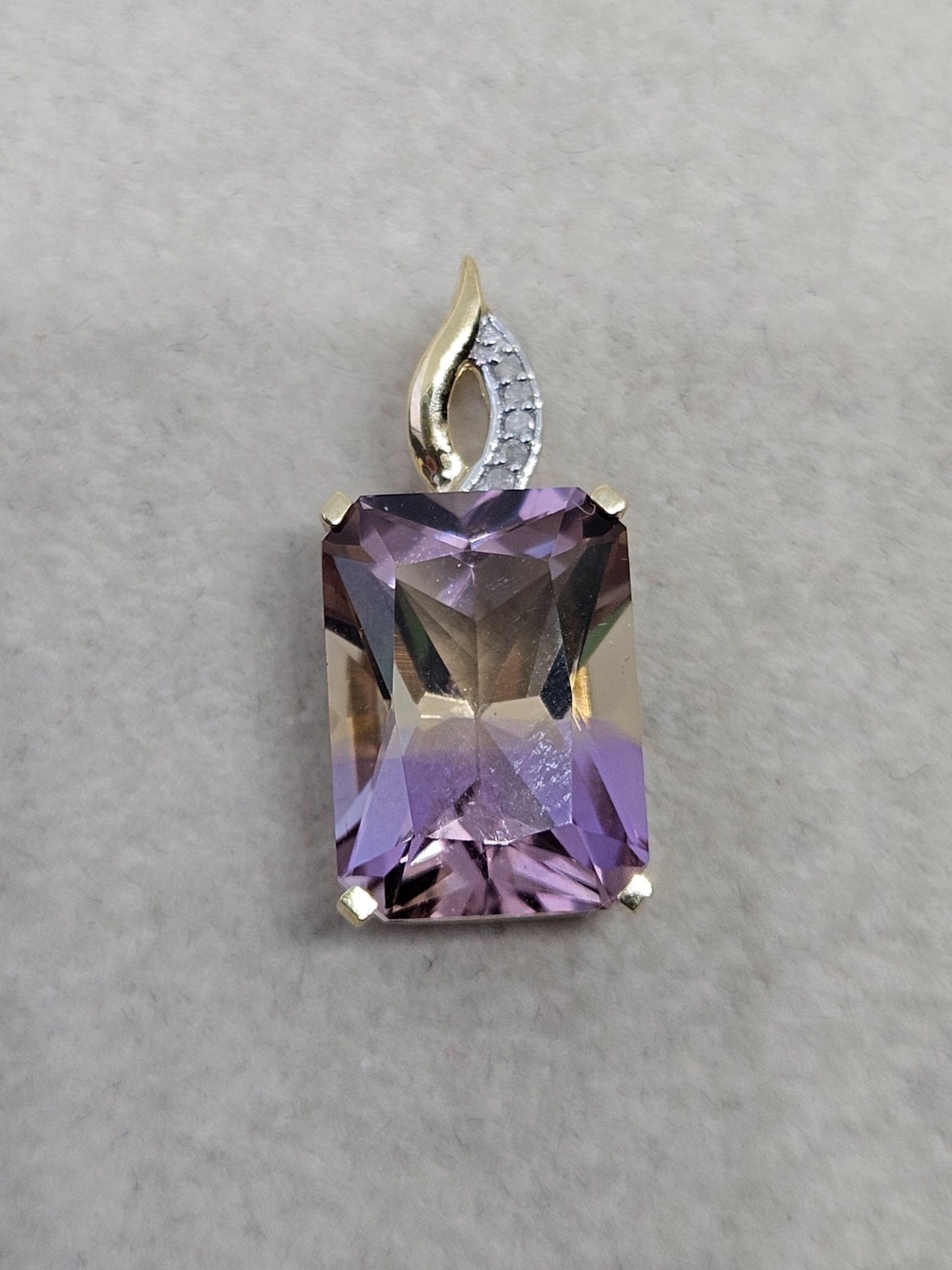 9kt Gold Anahi Ametrine & White Zircon Pendant 6.77 CTS (2.83g) Cert.