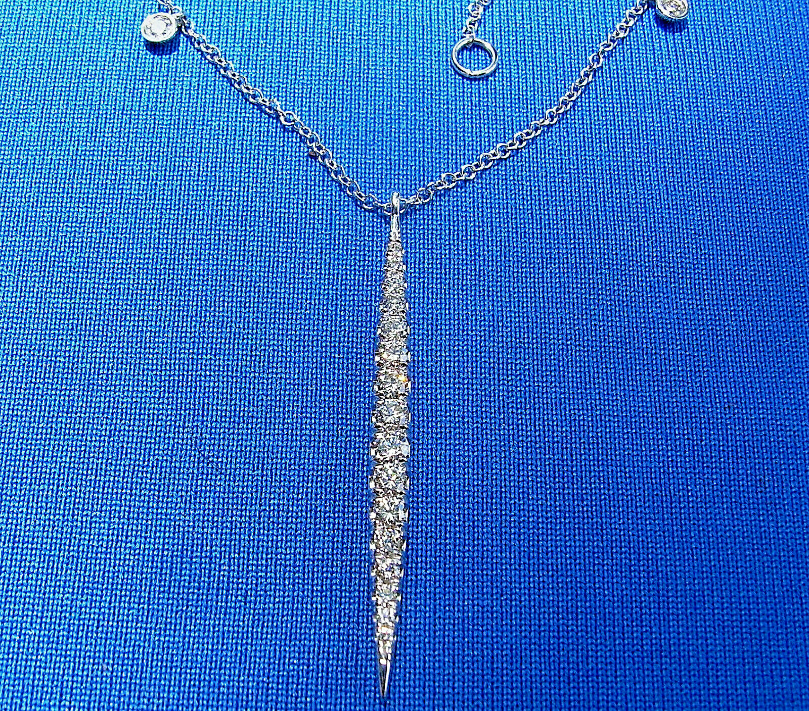 ORIGINAL Gabriel & Co DIAMOND Slice Necklace 18″ Inch Chain Solid 14K WHITE GOLD