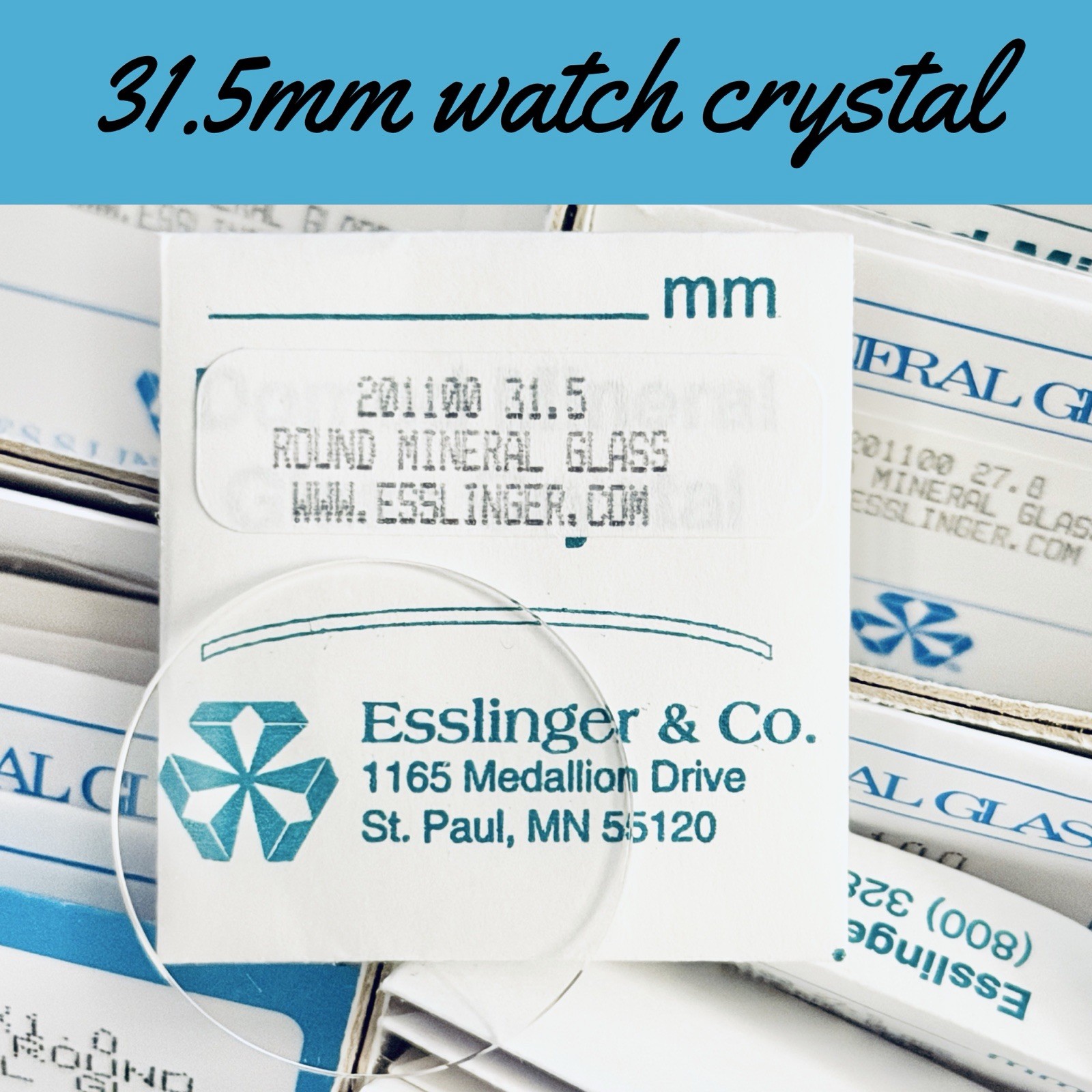 New 31.5 mm x 1 mm Watch Crystal – Flat Round Mineral Glass