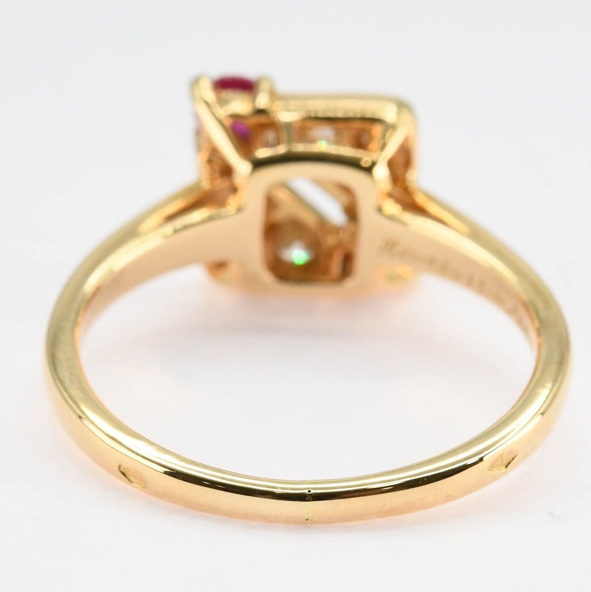 MAUBOUSSIN Ruby Diamond Ring 18kt Yellow Gold Geometric Design Fine Jewelry