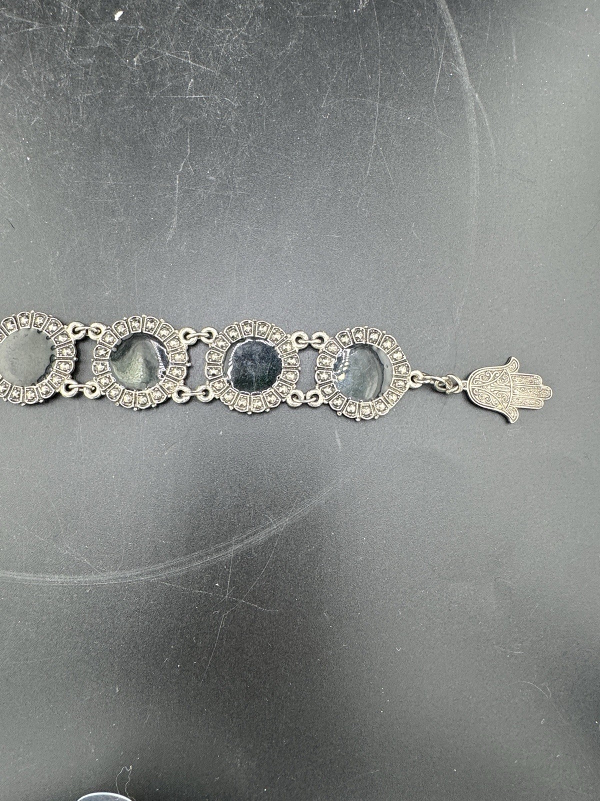 Vtg Green Silver Toned Souvenir Of Morocco Du Maroc Bracelet See Pics