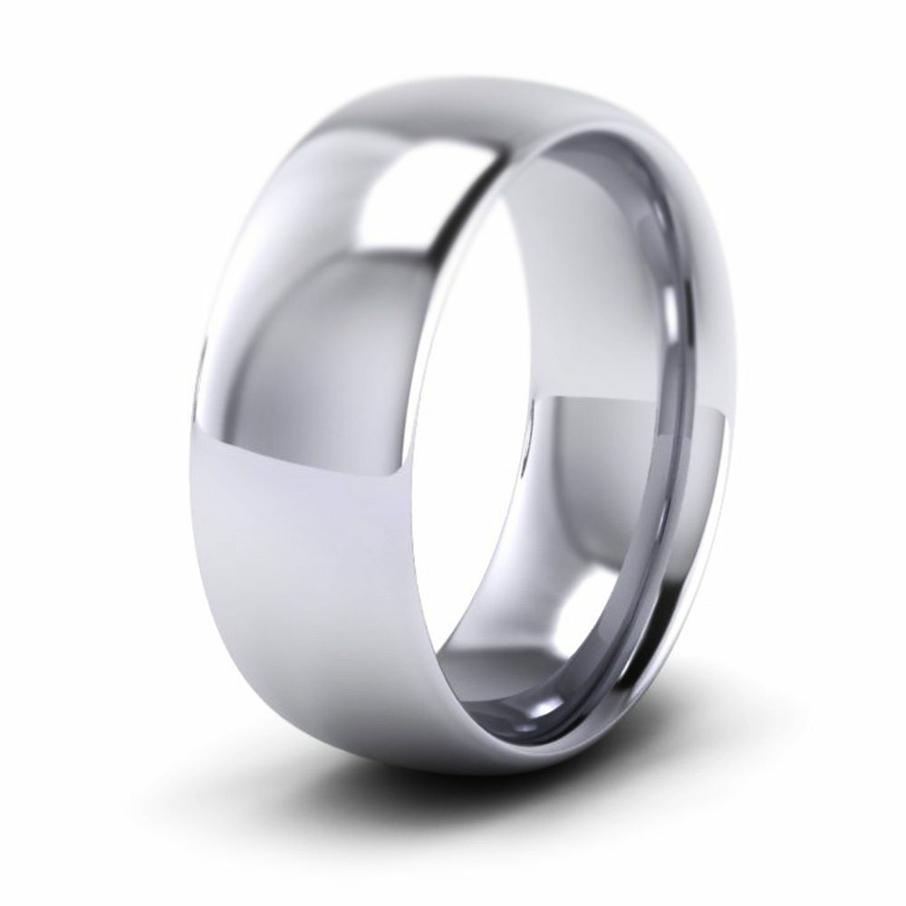 MTERO Tungsten Carbide 8mm (5/16in) High Polish Domed Comfort Wedding Band Ring