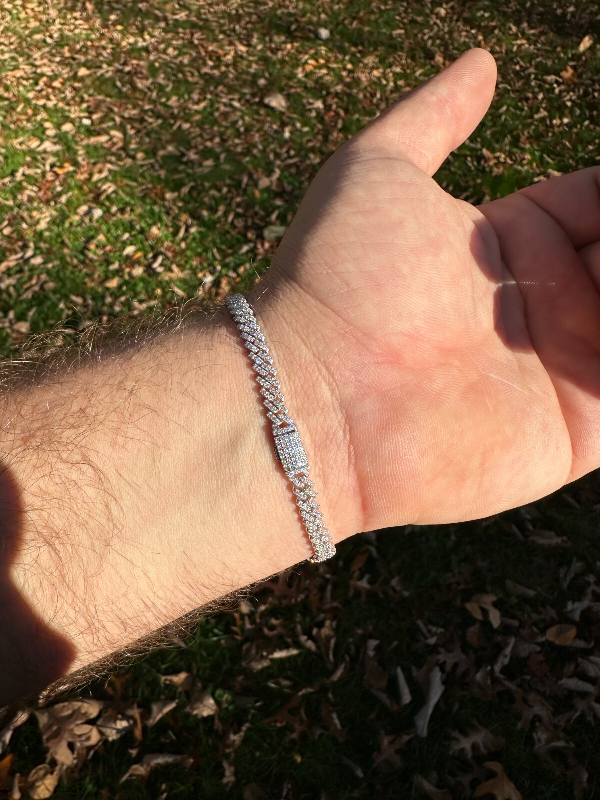 MOISSANITE Real Mini 5mm Micro Miami Cuban Link Prong Bracelet Iced 925 Silver