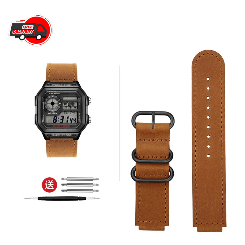 High Quality Vintage Leather Watch Strap for Casio 3299 AE-1200 AE-1300 AE-1500