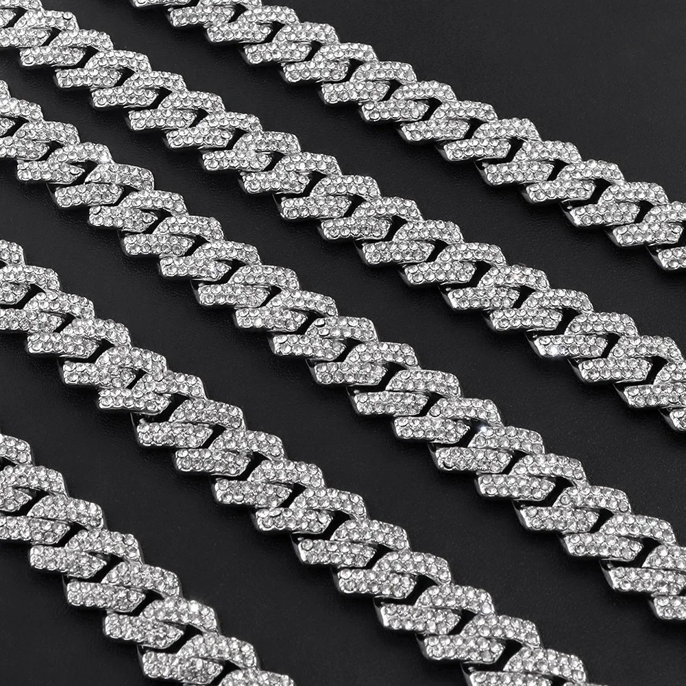 Cuban Link Chain & Bracelet Set CZ Hip Hop Iced Out Bling Gold Silver