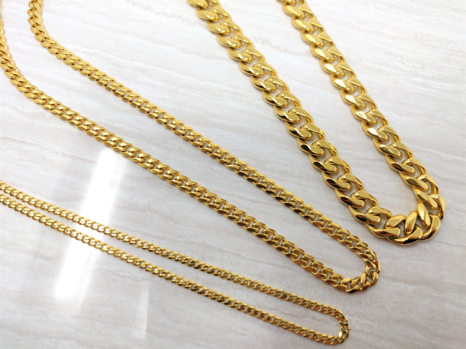 Miami Cuban Curb Link Chain Necklace or Bracelet 18k Gold Plated Stainless Steel