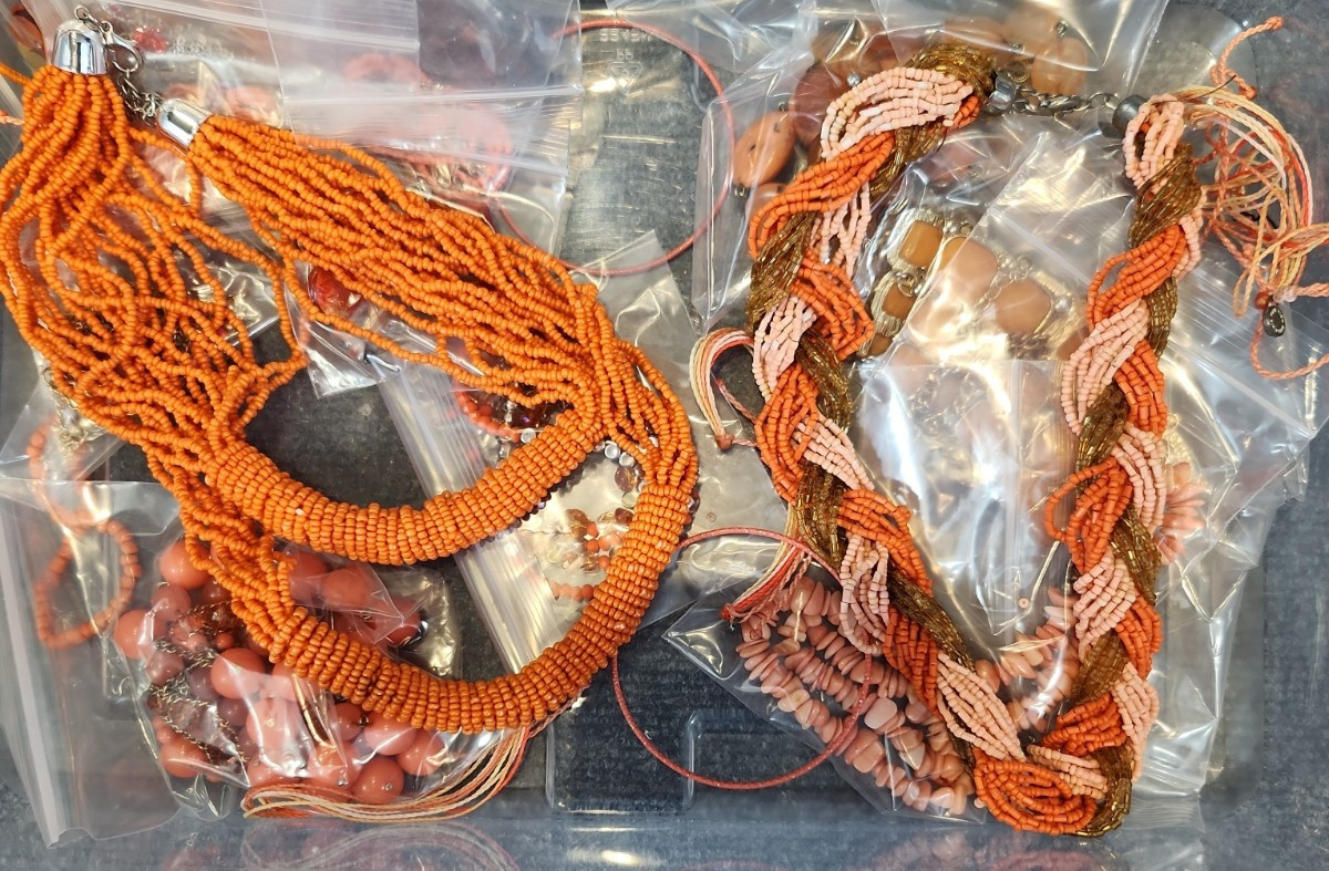 Jewelry Wearable Orange Collection 5 Lbs Lot #692 See Description
