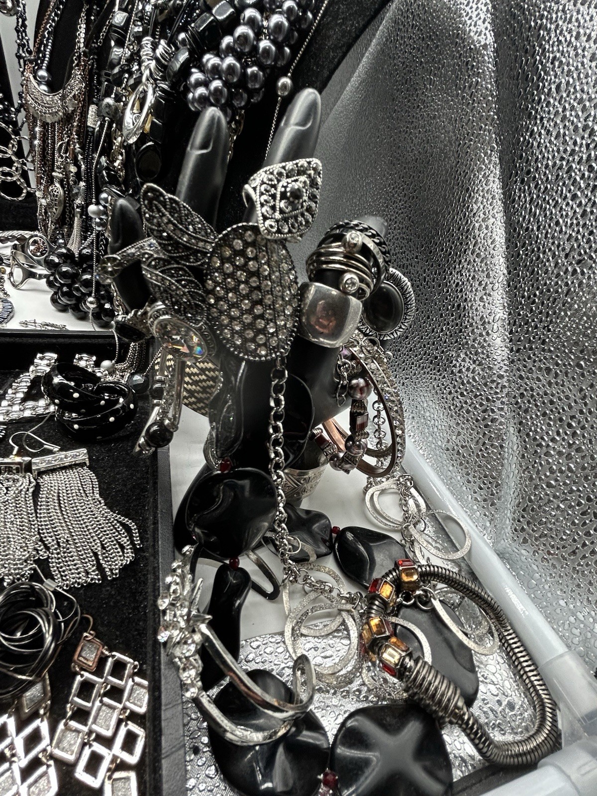 Vntg to Now Black/Silver Jewelry Lot All Wearable 8+ Lbs, 148 Pc #240