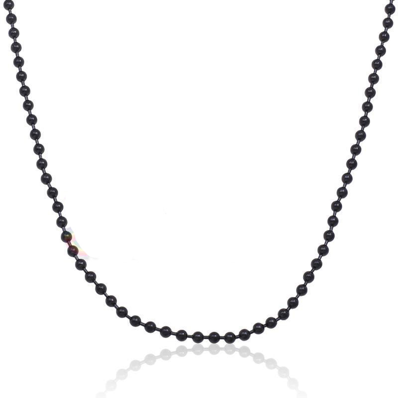 7″-40″ 1.5-12mm Black Stainless Steel Bead Ball Chain Necklace Men Women Jewelry