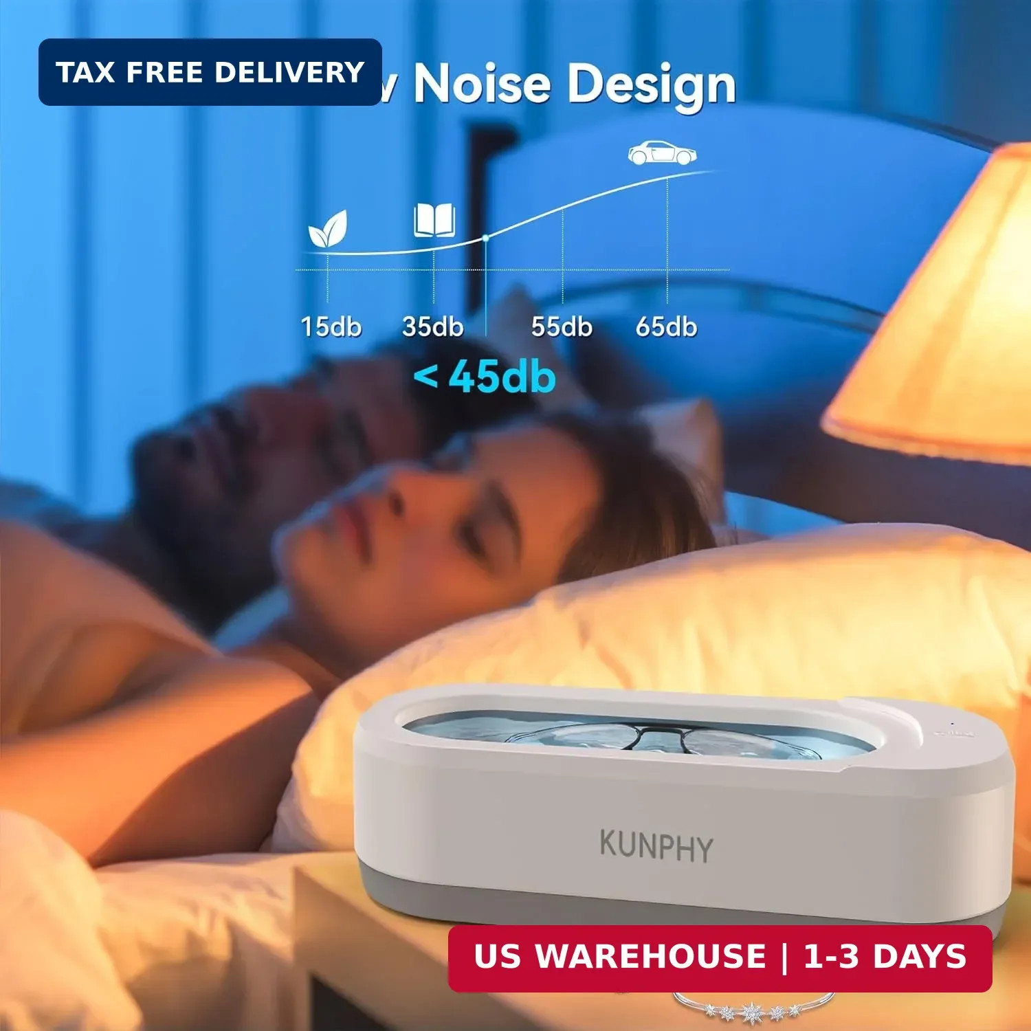 KUNPHY Ultrasonic Jewelry Cleaner, Jewelry Cleaner Machine 12oz 46KHz, Professio