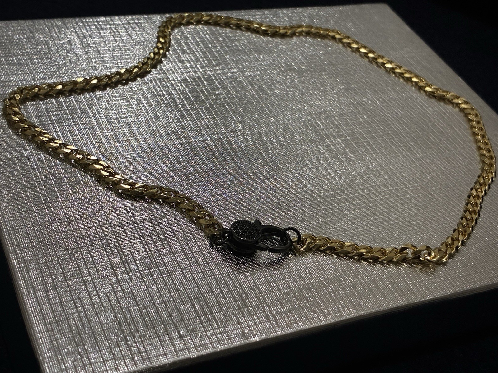 Black Rhodium plated chain Pave Clasp 16” cuban link.