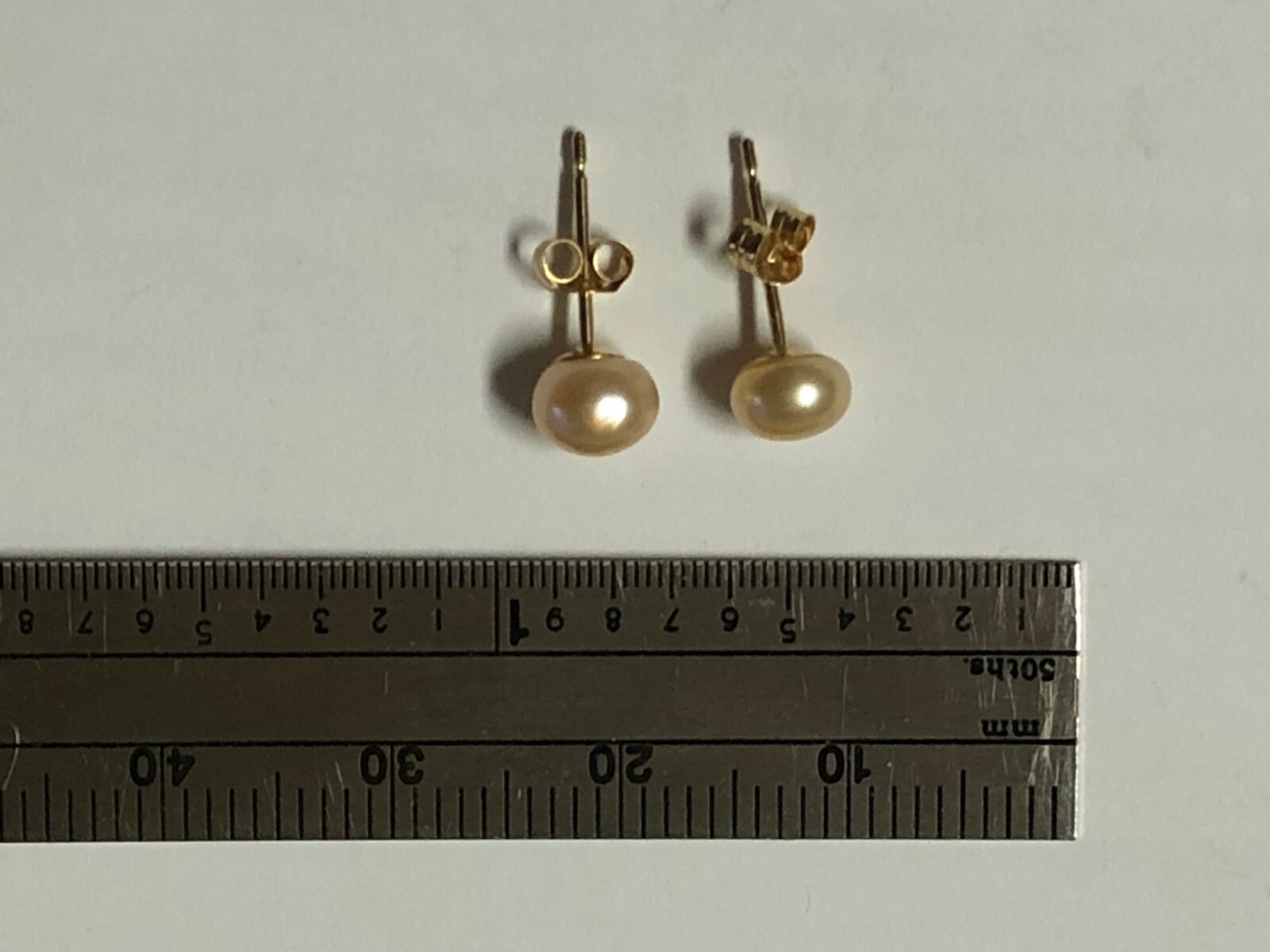 10K Solid Gold 5mm Rose Color Freshwater Pearl Stud Earrings