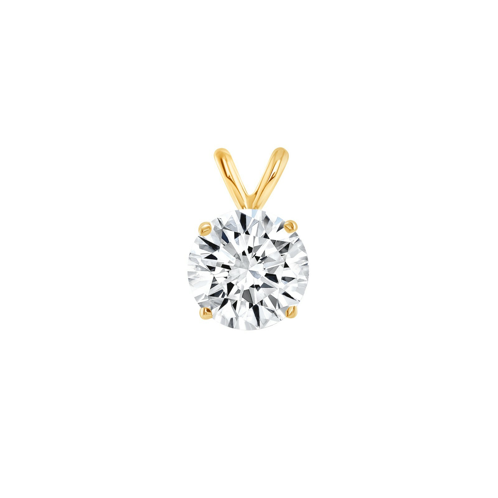 2 Ct Created Diamond Round Cut Real 14K Yellow Gold Necklace Pendant 18″ Chain