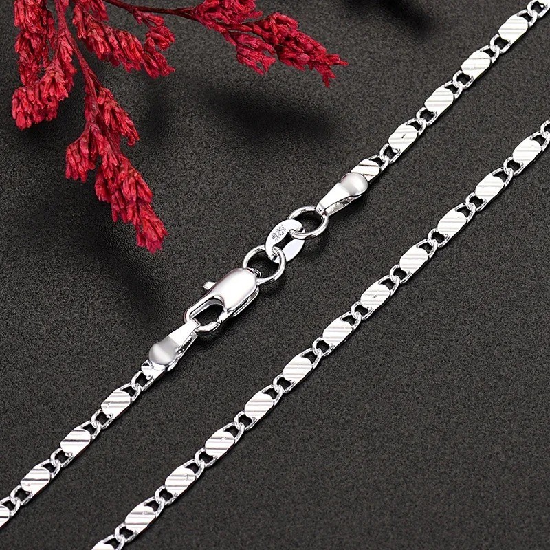 925 Sterling Silver Figaro Link Chain Necklace 16 18 20 22 24 30 Inch