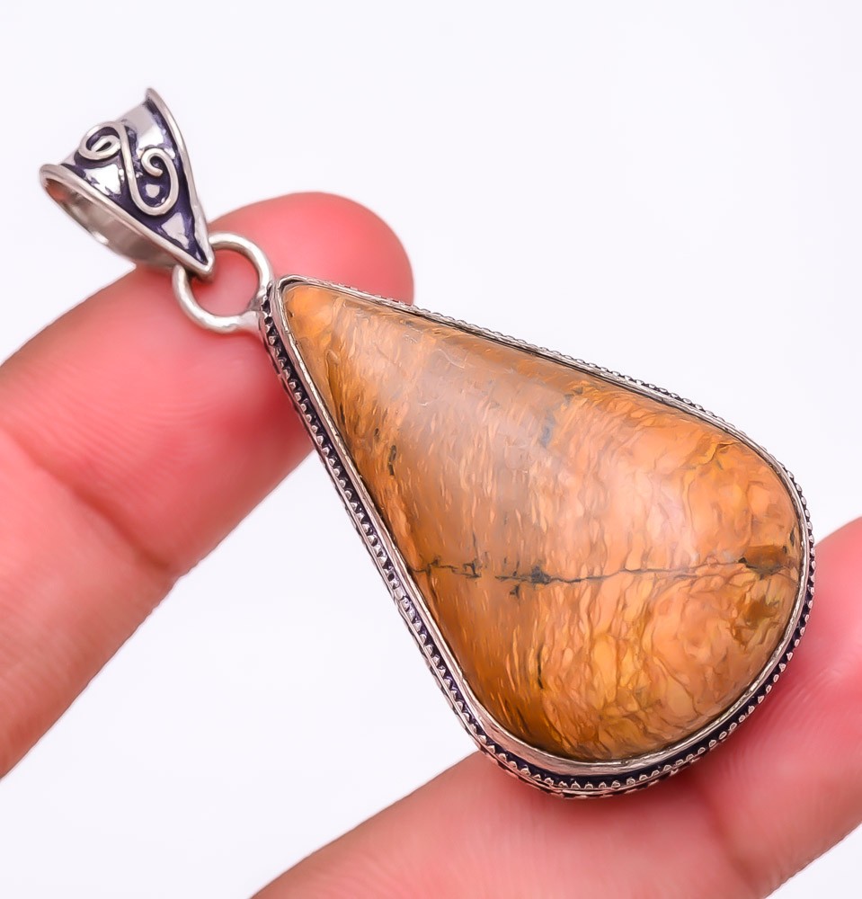 Natural Picture Jasper 925 Silver Plated Jewelry Pendant 2.2″ S1925 S