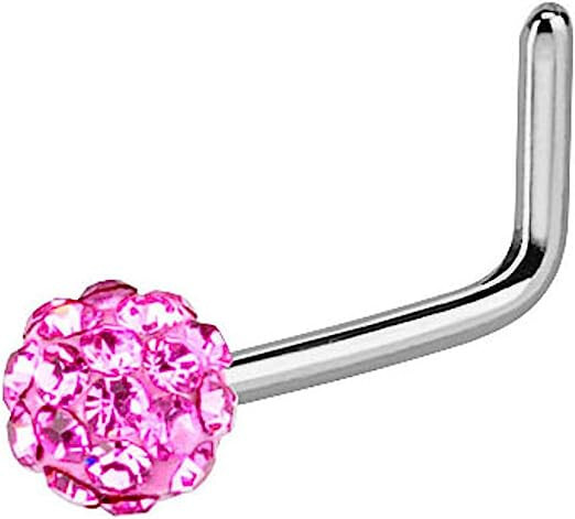5Pcs L Shape Nose Studs 20G Surgical Steel 3mm Ferido Ball Nose Rings Piercing