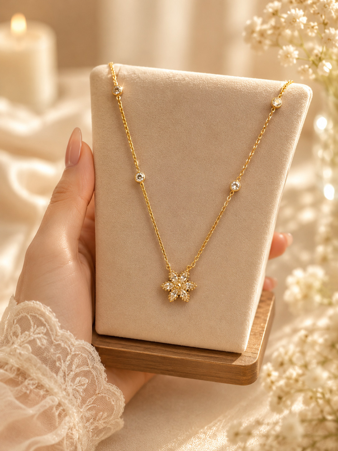 Anti Tarnish Golden Star Pendant Necklace | Adjustable Chain