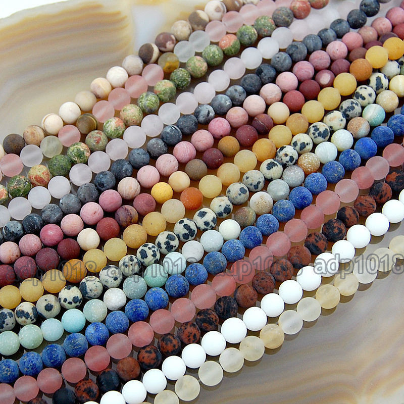 Wholesale Natural Matte Gemstone Round Spacer Loose Beads 4mm 6mm 8mm 10mm 12mm