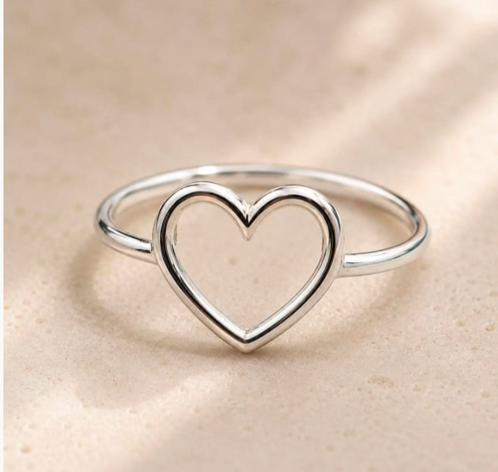 Band Heart Handmade Silver Ring, 925 Sterling Silver, Dainty Silver Ring,