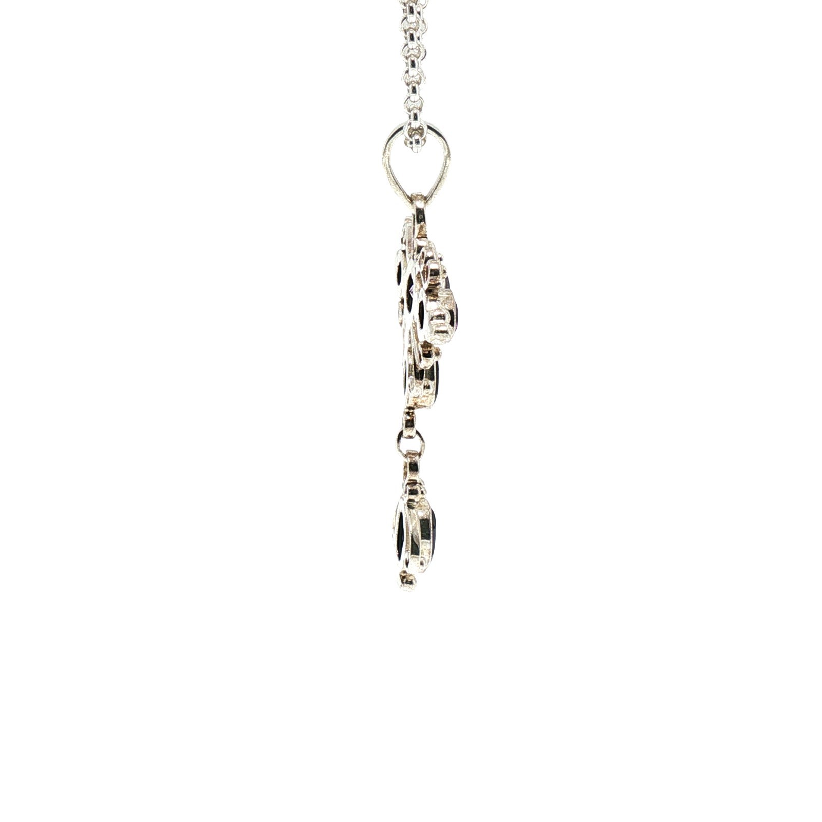 Elegant Silver Amethyst Cross Pendant Necklace 60cm Belcher Chain – E19991